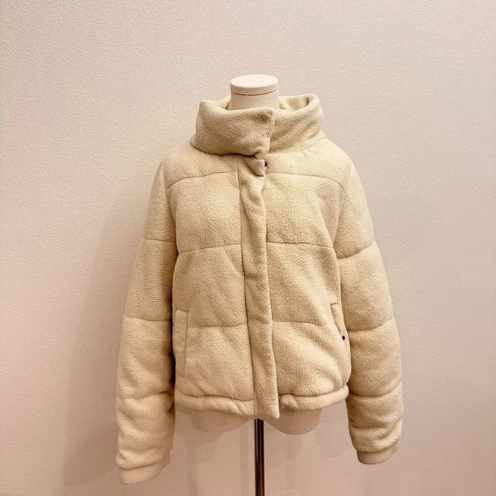 Cotton On Women's Cream Sherpa Puffer Jacket